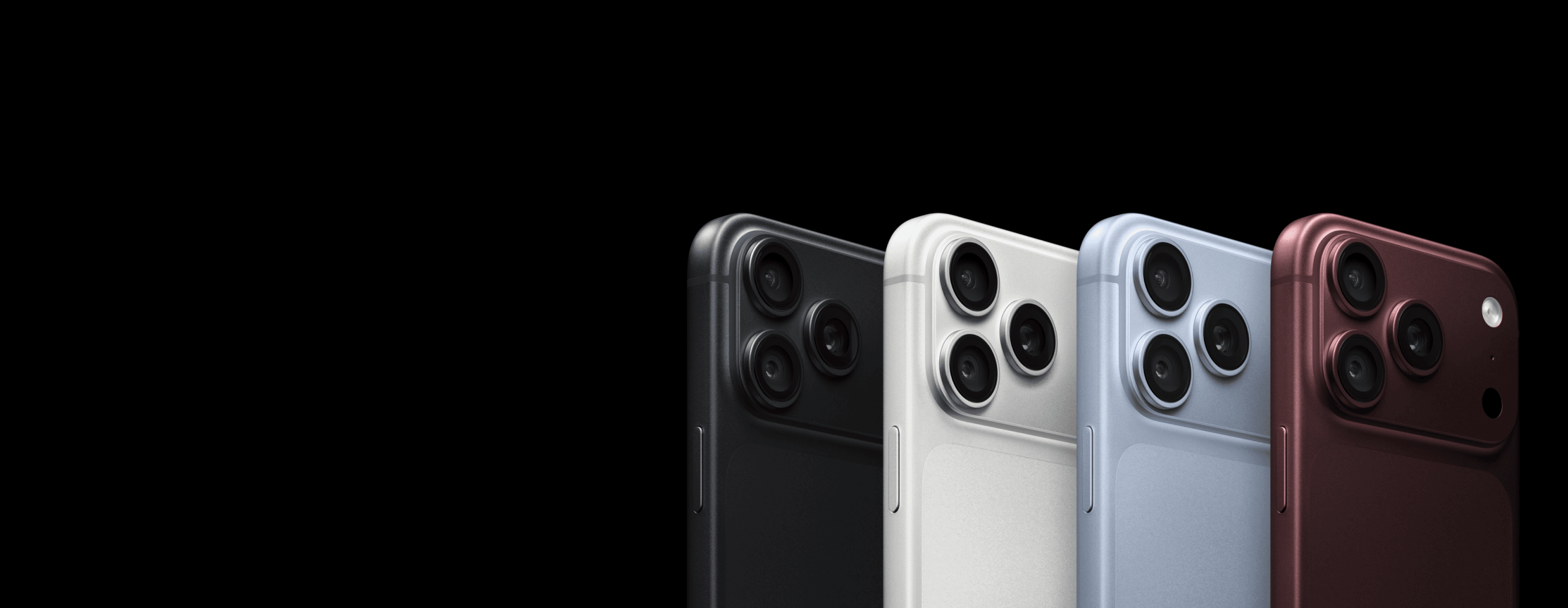 iPhone 18 Pro Max i zi, pamje anësore, mbi shkronjat "PRO" dhe sfond të zi